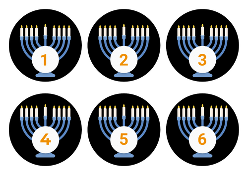 Menorah candle numbers to 10 - Hanukkah celebrations