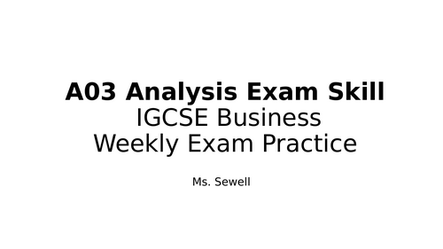 Analysis A03 Exam Skill IGCSE Business Edexcel