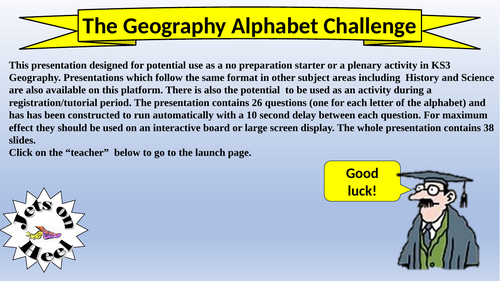 A  Geography Alphabet Starter Challenge