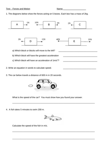 Forces and Motion Test