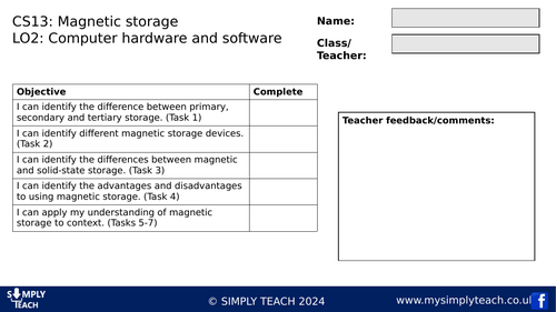 GCSE CS - L13 Workbook (Magnetic storage)