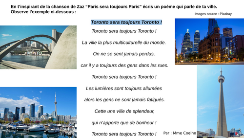 French poem activity - Talking about your city