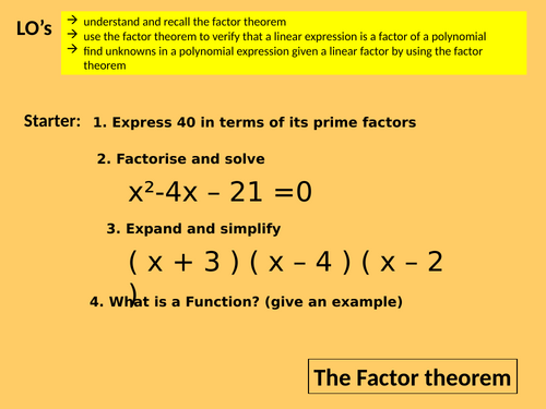 Factor Theorem Simplified MSS