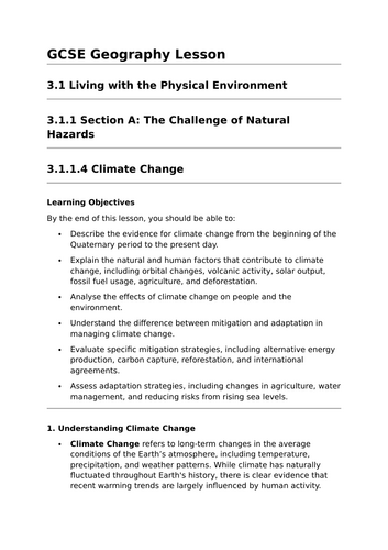 Climate Change - GCSE Geography Lesson