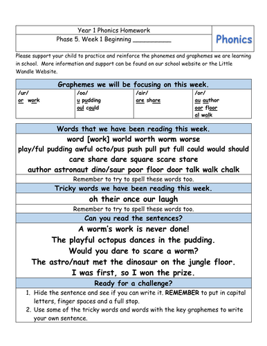 Phonics Worksheets  - Linked to Little Wandle - Spring 2