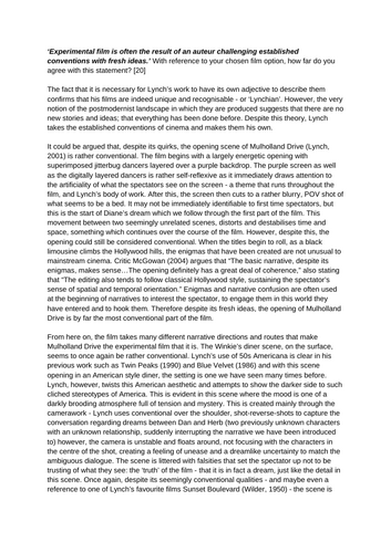 Mulholland Drive - exemplar experimental film essay