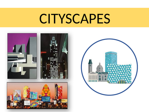 'Cityscapes' a 50 page comprehensive PPT, 6 week KS3 unit of study with weekly A6 marking slips