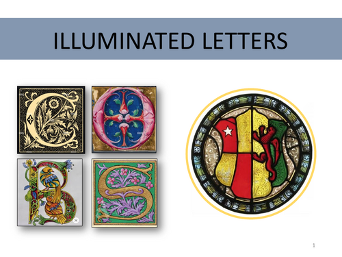 'Illuminated Letters' 48 page PPT for KS3 with printable A6 marking slips