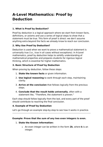 Proof by Deduction - A-Level Maths Lesson