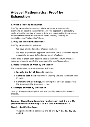 Proof by Exhaustion - A-Level Maths Lesson