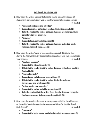 Higher English R4UAE RUAE Close Reading Word Choice Task and Lesson