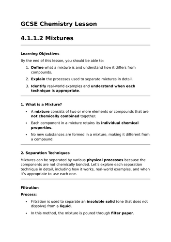 Mixtures - GCSE Chemistry Lesson