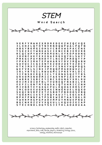 STEM word search puzzle worksheet Activity
