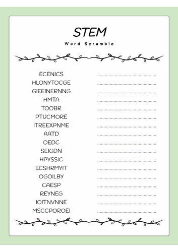 STEM word scramble puzzle worksheet Activity