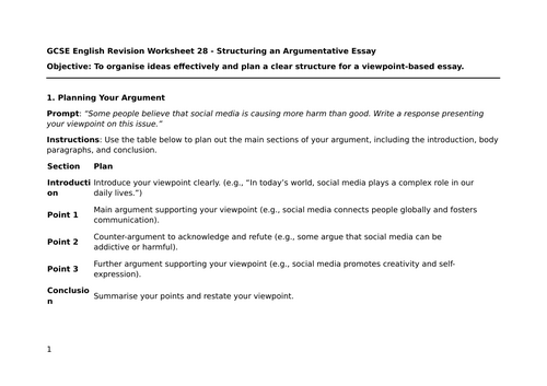 GCSE English Revision Worksheet 28,29, and 30 | Teaching Resources
