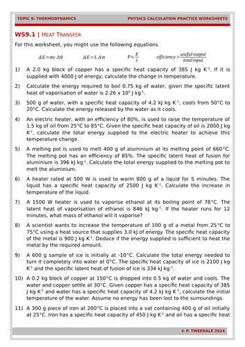 Thermodynamics: SHC and SLH Calculations