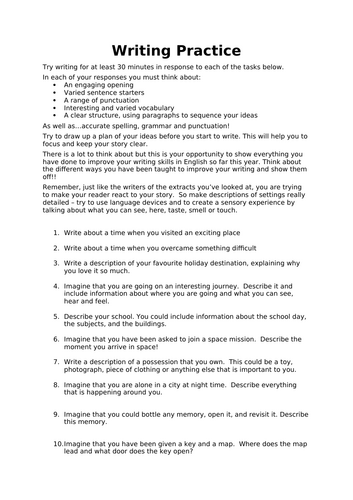 Writing Practice Worksheet