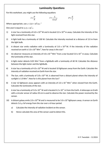 Luminosity Calculations