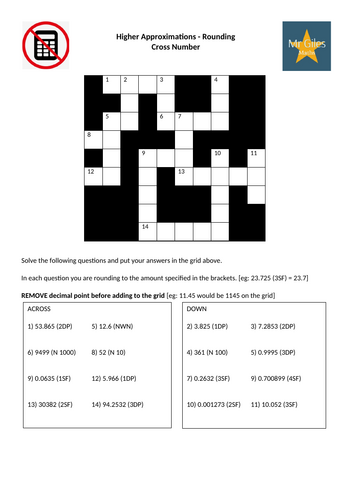 Higher Approximations - Rounding Cross Number