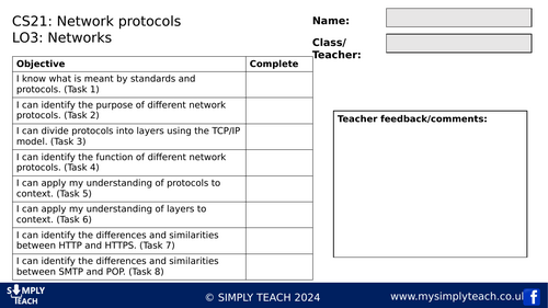 GCSE CS - L21 Workbook (Network protocols)