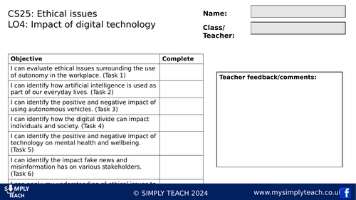 GCSE CS - L25 Workbook (Ethical issues)