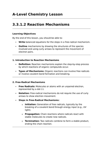 Reaction Mechanisms - A-Level Chemistry Lesson