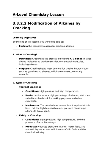 Cracking of Alkanes - A-Level Chemistry Lesson