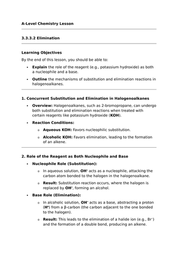 Elimination in Halogenoalkanes - A-Level Chemistry Lesson