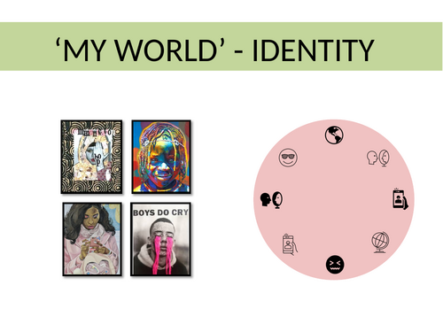 Identity 'My World'. KS3, 42 page PPT, six week Unit of Study, with weekly A6 mark slips