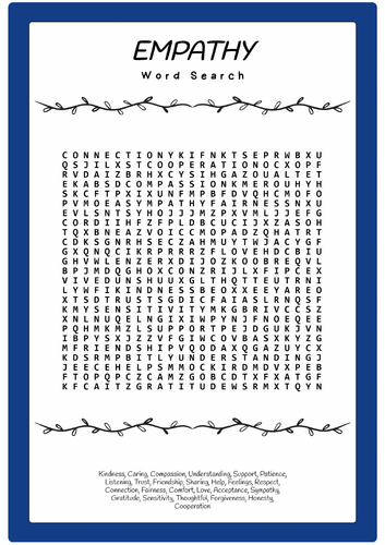 Empathy Word Search Puzzle Worksheet Activity