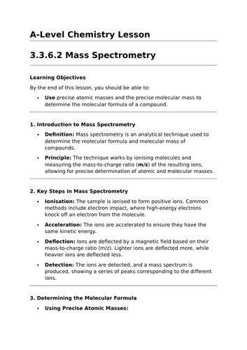 Mass Spectrometry - A-Level Chemistry Lesson