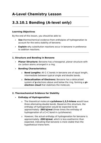 Bonding in Benzene - A-Level Chemistry Lesson