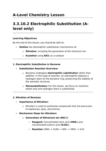 Electrophilic Substitution - A-Level Chemistry Lesson