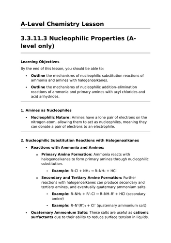 Nucleophilic Properties - A-Level Chemistry Lesson