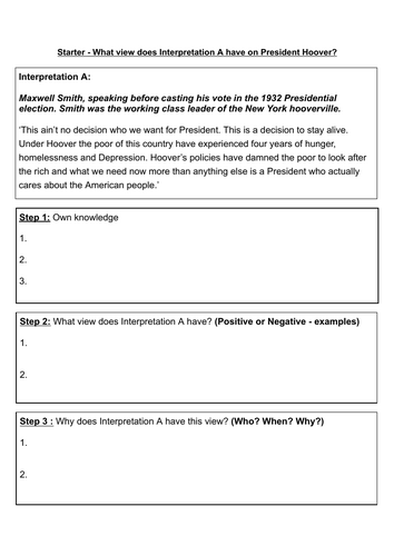 USA 1930s - Interpretation analysis