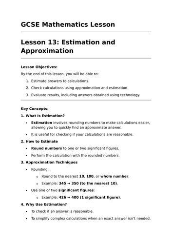 Estimation and Approximation - GCSE Maths Lesson