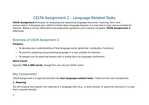 CELTA Assignment 2 - Language-Related Tasks