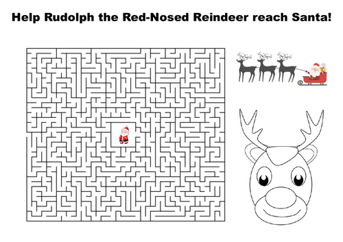 Help Rudolph the Red-Nosed Reindeer reach Santa maze puzzle