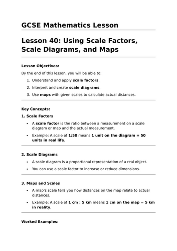 Scale Factors, Diagrams, and Maps - GCSE Maths Lesson | Teaching Resources