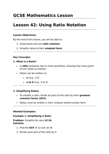 Ratio Notation - GCSE Maths Lesson