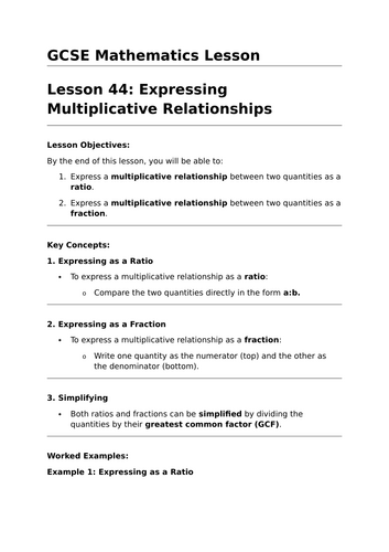 Multiplicative Relationships - GCSE Maths Lesson