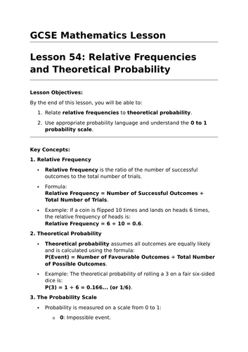 Relative Frequencies - GCSE Maths Lesson