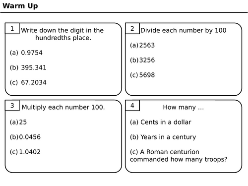 Fraction, Decimal, Percentage Equivalence FDP