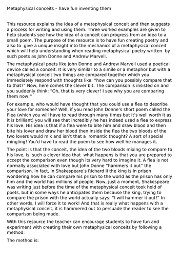 Metaphysical conceits – have fun inventing them