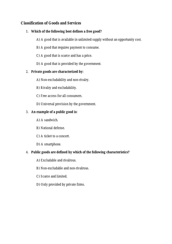 Economics Multiple Choice Questions