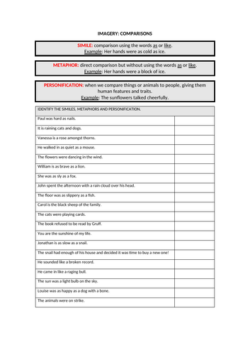 Year 9 Cover Poetry Worksheet