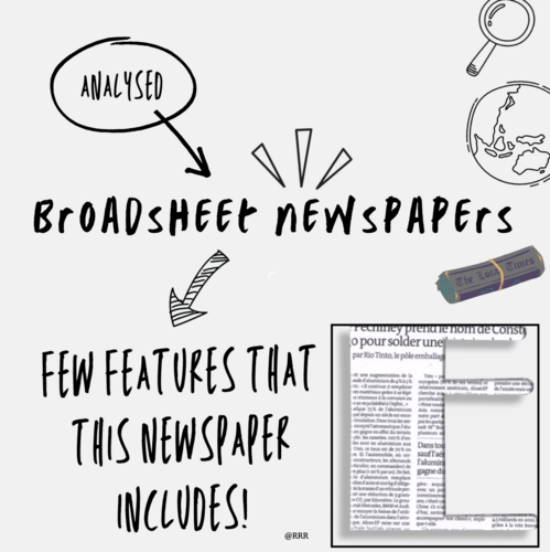 IGCSE Broadsheet Newspapers Analysed: Features Explored &Writing Activity Worksheet to Fill-in