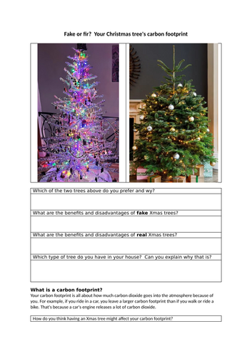 English Language Non Fiction Fake or Fir Xmas Tree Opinion Article Analysing text and writing task