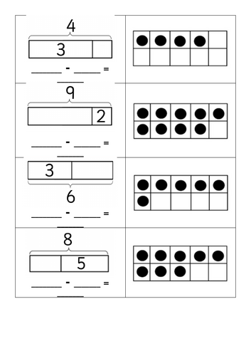 Subtraction within 10 bar model