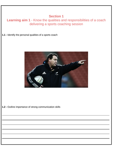 NCFE level 1 in Sport Booklet - Sports Coaching